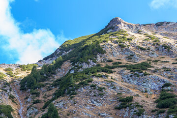 Beautiful authentic rocky landscape of the Pyrenees. Bulgaria. Natural mountain landscape as background.