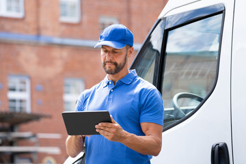 Delivery Man Near Truck Or Van © Andrey Popov