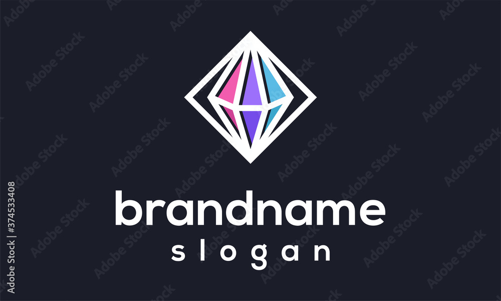 Sticker Diamond colorful logo design vector