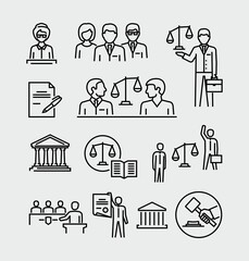 Law firm vector line icons