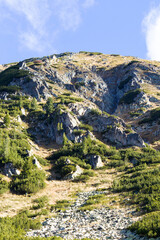 Beautiful authentic rocky landscape of the Pyrenees. Bulgaria. Natural mountain landscape as background.