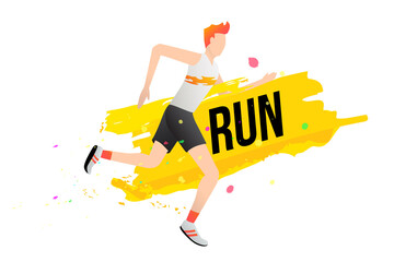 Vector illustration of runner in action. Sport concept