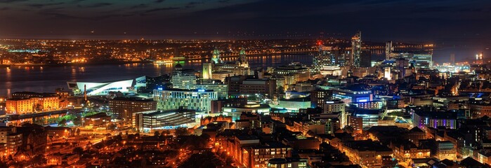 Liverpool skyline rooftop night view