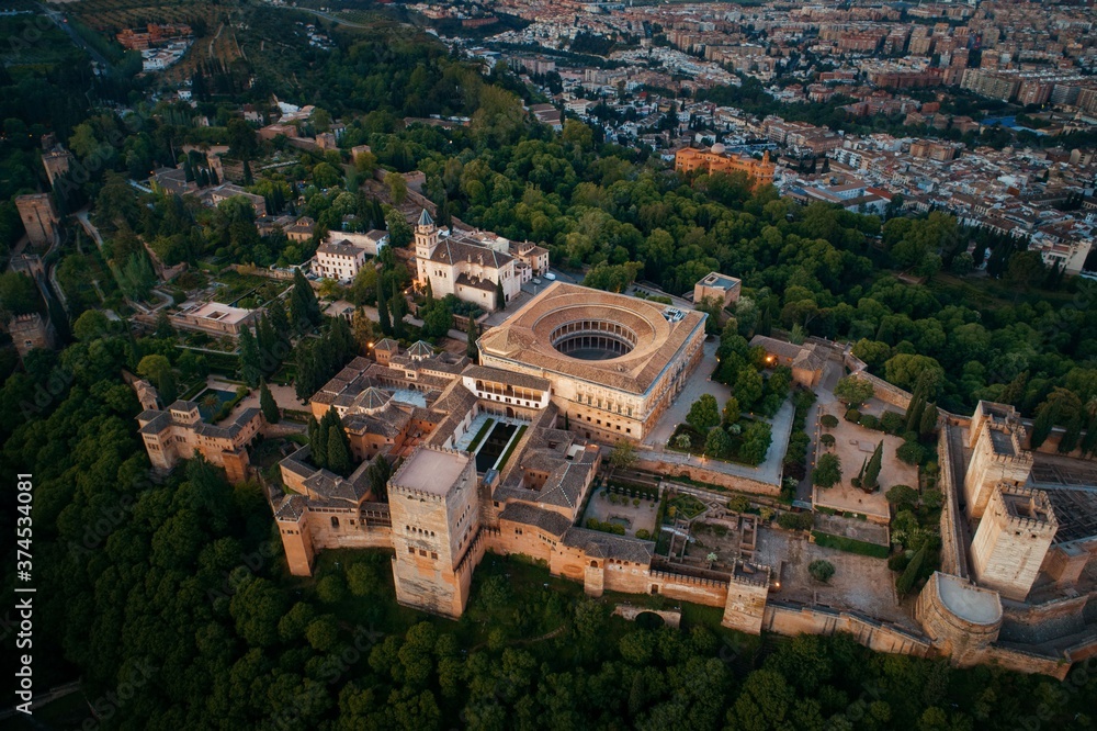 Wall mural Granada Alhambra aerial view