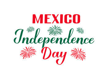 Obraz na płótnie Canvas Mexico Independence Day calligraphy hand lettering isolated on white. Mexican holiday celebrated on September 16. Vector template for typography poster, banner, greeting card, flyer, etc.