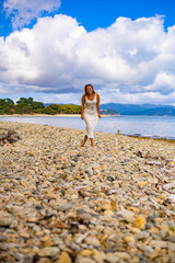 woman walking on the beach