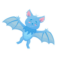 Cartoon cute blue bat
