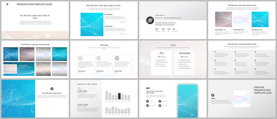 Vector templates for website design, presentations, portfolio. Templates for presentation slides, flyer, leaflet, brochure cover, report. Wave flow background for science or medical concept design.