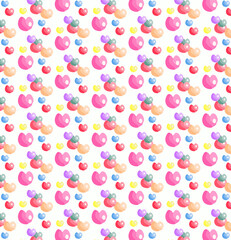 Seamless pattern with colorful bright hearts