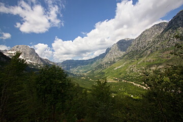 Obraz premium View of the Prroni i Thate River Valley and Albanian Alps. Albania. Europe.