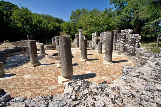 View of the baptistery in the ancient city of Buthrotum. Butrint. Albania. Europe.