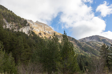 Beautiful authentic rocky landscape of the Pyrenees. Bulgaria. Natural mountain landscape as background.