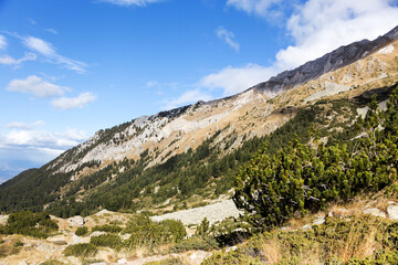 Beautiful authentic rocky landscape of the Pyrenees. Bulgaria. Natural mountain landscape as background.