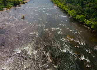 Beautiful view vertically down from a great height on Delaware River Pennsylvania, USA