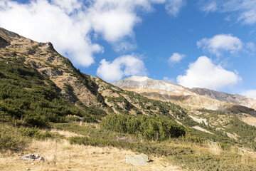 Beautiful authentic rocky landscape of the Pyrenees. Bulgaria. Natural mountain landscape as background.