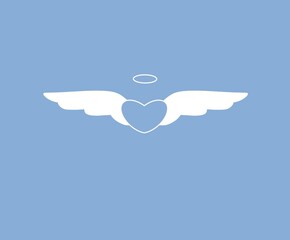 Angel wings heart symbol illustration 