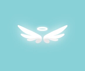 Angel wings illustration on blue background 