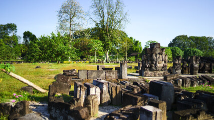 Fototapeta na wymiar Pranbanan Temple in high season, UNESCO World Heritage Site, summer travel holiday concept, South East Asia, soft focus 