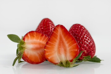 strawberries on a white background