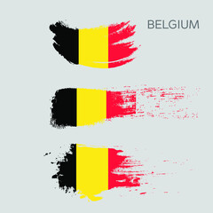 Obraz premium Flag of Belgium, vector hand drawing, brush stroke background