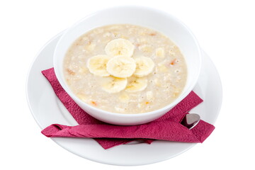 Banana Oatmeal isolated on white
