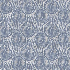 Küchenrückwand glas motiv Landhausstil Nahtloser französischer Bauernhausleinen geometrischer Blockdruckhintergrund. Provence blaugraue rustikale Musterbeschaffenheit. Shabby-Chic-Stil alt gewebter Blur-Textil-All-Over-Print.
