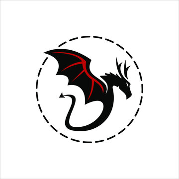 Wing Dragon Logo Legendary Animal Vector, Ancient Creature Graphic Element	