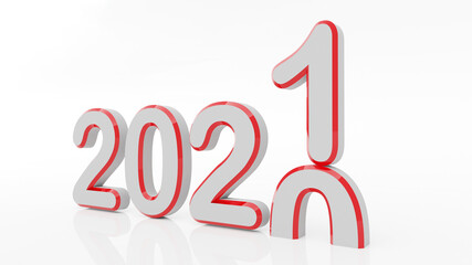 2021 New year change,  2021 start 2020 end, 3d letter on isolated against white background. 3d illustration