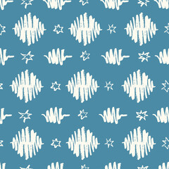 Seamless Christmas pattern with hand drawn elements. Cute Christmas trees. Winter background. Vector illustration