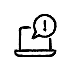 vector illustration hand drawn icon ofalert message laptop
