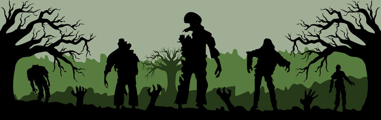  zombie Halloween Landscape Background