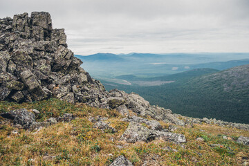 Fototapeta na wymiar big stones in the mountains in the Urals