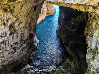 View from the top of the split mountain and the Turkish cave of 

Gaeta, Latina. Italy