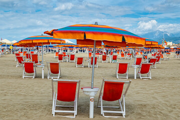 Bathing establishment in an italian beach