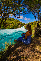 girl on a waterfall