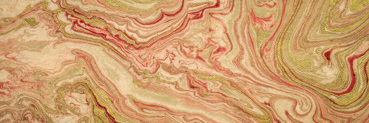 background of gold and red Nepalese lokta paper Inspired from the grain of texture in granite stone, web banner