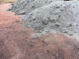 Crushed stone mounds.