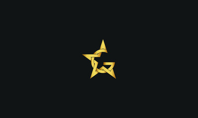 Letter G with Star Logo Template vector icon illustration design. Modern Star logo in elegant style with Black Background.