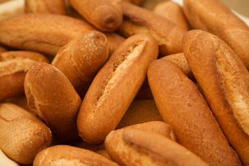 French fresh bread close-up, background