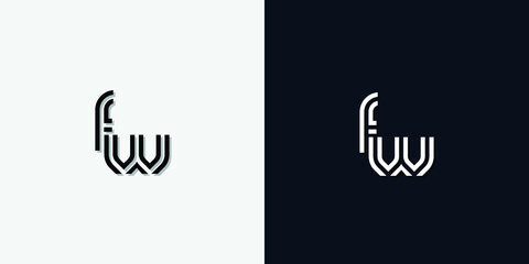 Modern Abstract Initial letter FW logo. This icon incorporates with two abstract typefaces in a creative way. It will be suitable for which company or brand name starts those initial.
