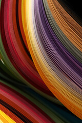 Abstract rainbow color strip wave paper vertical background.