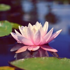Beautiful blooming water lily plant. Colorful nature background for massage, spa and relaxation.  (Nymphaea)
