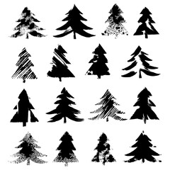 Сhristmas trees set. Vector xmas elements. Fir-tree collection