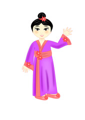 Bambina giapponese che saluta