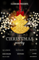 Christmas party or dinner invitation, poster, flyer, greeting card, menu design template. Vector illustration - 374552220