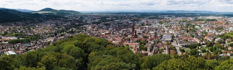 Fototapeta na wymiar Panoramic view of Freiburg im Breisgau city, Baden-Wurttemberg state, Germany