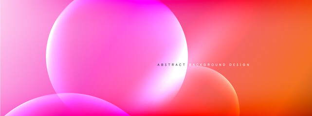 Vector abstract background liquid bubble circles on fluid gradient with shadows and light effects. Shiny design templates for text