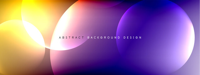 Vector abstract background liquid bubble circles on fluid gradient with shadows and light effects. Shiny design templates for text