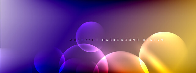 Vector abstract background liquid bubble circles on fluid gradient with shadows and light effects. Shiny design templates for text
