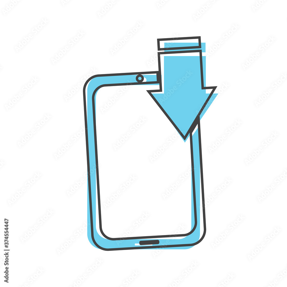 Poster vector image incoming call. icon phone with arrow cartoon style on white isolated background.